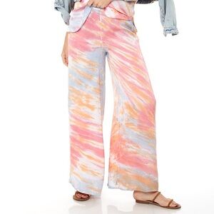 Young Fabulous & Broke Aiko Pants Tie Dye Resort Lounge Boho Wide Leg L